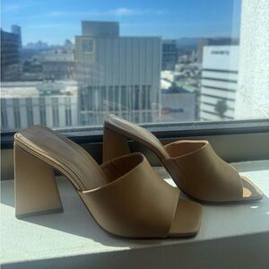 SCHUTZ Beige Block Heel Mules